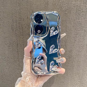 適用三星S22 S23 S24 S25Ultra鏡面手機殼A50 A53簡約個性A71 A15高級電鍍銀A16 A54小眾立體愛心防摔奶油邊