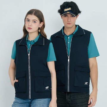 【Londa Polo】雙口袋網裡背心(P268403)黑藍色