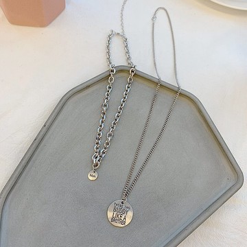 歐美小眾網紅同款多層疊戴項鏈女鎖骨鏈潮長款毛衣鏈字母圓圈頸鏈