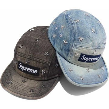 SS26 Week1 Stars Studded Denim Camp Cap 星星 五分割帽 水洗 藍 黑 牛仔 鉚釘 老帽 帽子
