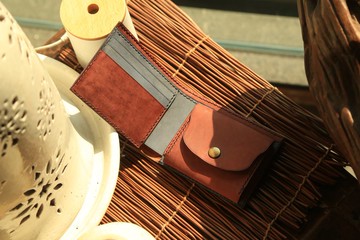 材料包 / 完成品 拼皮手縫短錢包, 刻字服務, 客製化禮物