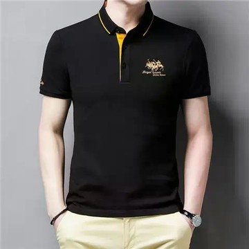 男士短袖POLO衫夏季新款翻領刺繡POLO時尚純色中青年商務休閑短袖男裝上衣T恤男生短袖T恤 A164