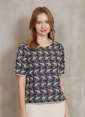 古典花園玫瑰刺繡棉質上衣