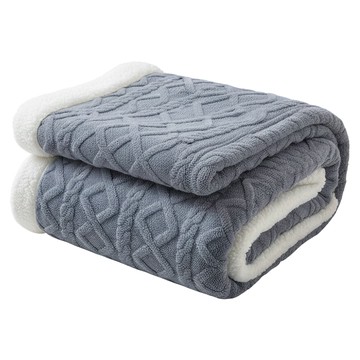 貝淇小舖 韓系精緻包邊塔芙絨羊羔絨毯被 雙面設計 法蘭絨  150 x 200cm  騎士藍色