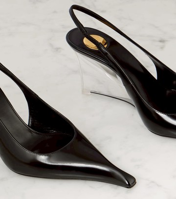 Saint Laurent Miller 80 leather slingback wedges
