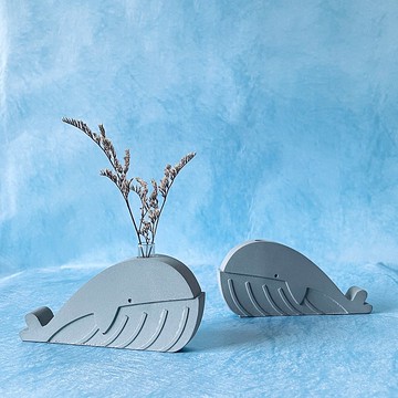 【鯨魚換氣中】水泥擺飾與乾燥花 拍照道具 清水模 療癒小廢物