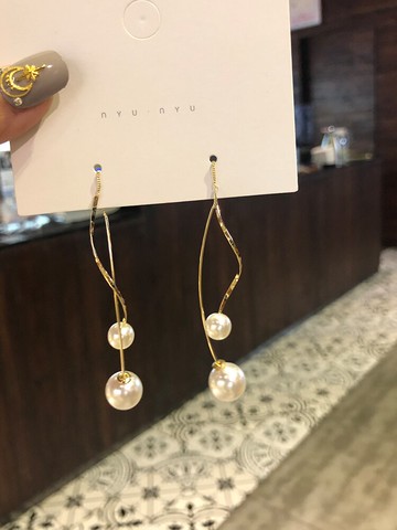 耳環新款潮韓國氣質東大門網紅耳墜女長款流蘇耳線珍珠耳釘女1入