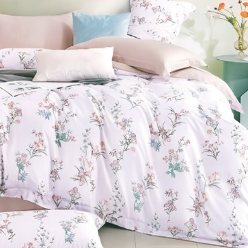 Grace Life 60支100%天絲全舖棉精緻系列  被子 + 床墊套 + 枕套組  床包 150x186cm + 被套 180x210cm + 枕套 45x75cm  羞花春顏