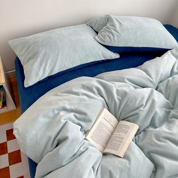 北歐風床品床上牛奶絨四件套冬季珊瑚絨床單法蘭絨面雙面加厚被套