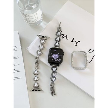 偏光愛心金屬表鏈適用s9蘋果手表帶10iwatch78代6543SE女款通用