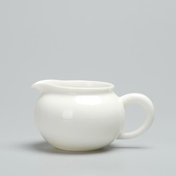 德化羊脂玉白瓷公道杯陶瓷大號茶海公平杯描金茶具配件勻杯分茶器