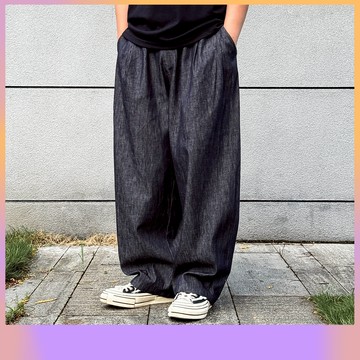【CLAN】牛仔燈籠褲 寬鬆 復古 落地 氣球褲 錐形褲 寬褲 丹寧褲 長褲 休閒褲 闊腿褲 工裝 工作褲