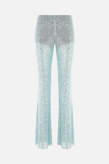 SELF PORTRAIT beaded fishnet flared pants Woman