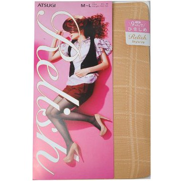 ATSUGI 厚木Relish Sheer系列日本製優雅方格紋花紋褲襪(膚色/M-L)