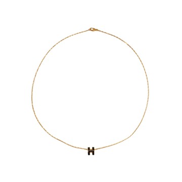 Hermes 愛馬仕 Mini Pop H 立體橢圓簍空項鍊(黑/金)