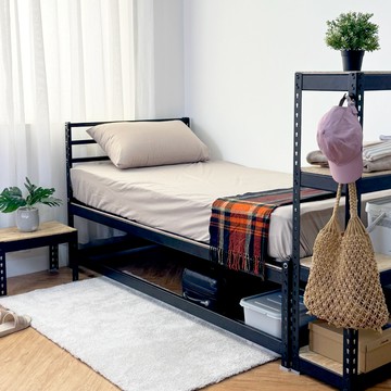 【空間特工】免螺絲角鋼床架 單人加大黑角鋼