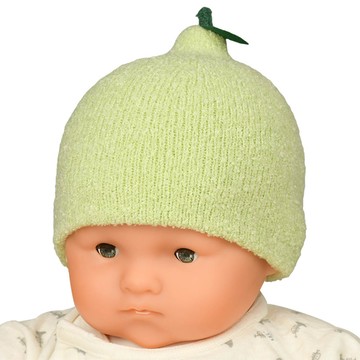 akachan honpo - 毛茸茸柔軟針織帽-水果-綠色-日本製