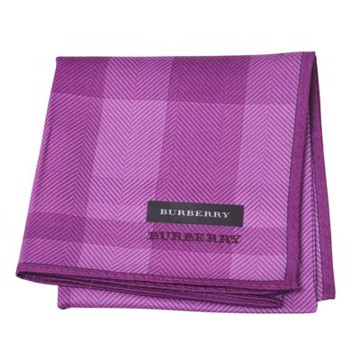 BURBERRY 經典大格紋字母刺繡LOGO帕領巾(葡萄紫/51.5CM)