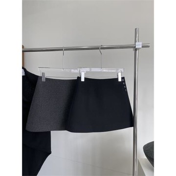 Jayt S 秋冬羊毛呢料極簡時髦短裙 法式精致優雅三扣A字短褲裙