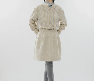 【少女嬉痞】法式復古/森系文藝/條紋燈芯絨/立領襯衫