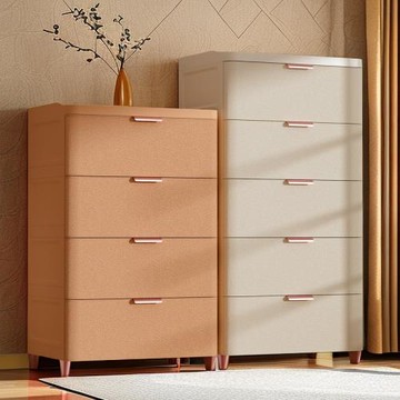 加厚抽屜式收納柜仿皮紋臥室床頭柜客廳多層零食柜家用塑料儲物柜