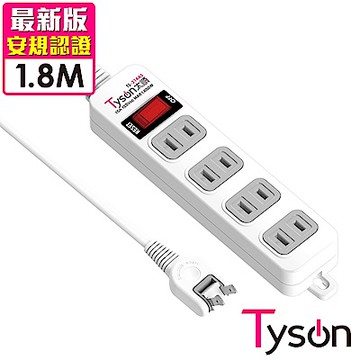 Tyson太順電業 TS-214AS 2孔1切4座延長線(轉向插頭)-1.8米