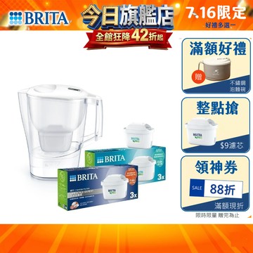【BRITA官方】Aluna愛奴娜MXPRO濾水壺+3入MXPRO去水垢濾芯+3入MXPRO全效型濾芯(共7芯)