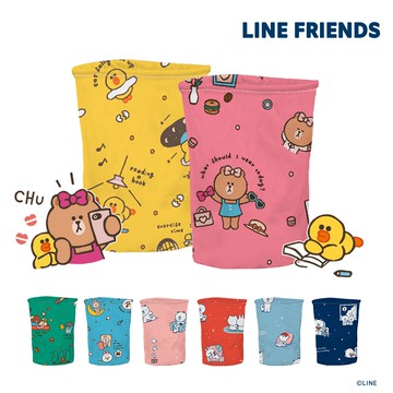 LINE FRIENDS 熊大 布藝圓筒摺疊收納籃10x14 收納盒 收納箱 洗衣籃【5ip8】LN0040