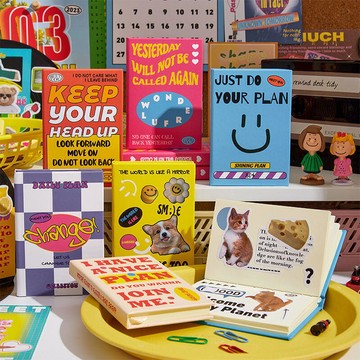 記事本行事曆韓系美好日常A7口袋筆記本高顏值可愛英文笑臉作業備忘錄手賬本子