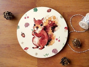 小動物圓滾滾陶瓷杯墊 / 森林松鼠