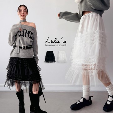 現貨66折/浪漫甜心腰抽繩網紗中裙２色【A05250127】