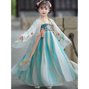 女童漢服古風超仙襦裙2024春夏裝兒童古裝連衣裙女孩中國風公主裙