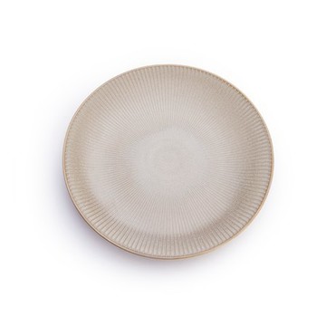 查莉陶瓷平盤25cm 刻紋灰