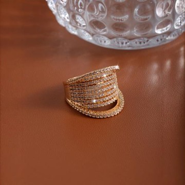 ANGEL 多層纏繞微鑲滿鑽鋯石輕奢寬版戒指(2色戒圍可選)