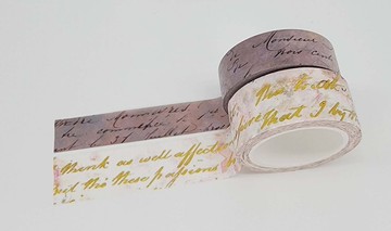 Handwritten Script Calligraphy washi Tape Set. Gold foil