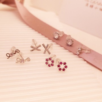 雙12活動[現貨商品]焦糖小姐 Ms caramelo 925純銀 套組(5件鋯石耳環)