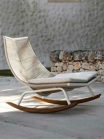 優樂悅~戶外藤編搖椅三件套北歐陽臺茶幾組合懶人庭院花園家具休閑小沙發