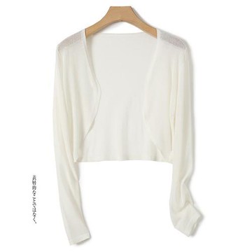 【米蘭精品】現貨+預購針織外套防曬罩衫-亞麻冰絲短版輕薄女外套4色74lc14