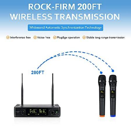 whitesand UHF Wireless Microphone System, Dual Wireless Mic Set w  Handheld Dynamic Microphones, 2x30 Frequencies, Color Coded Microphone for Singin