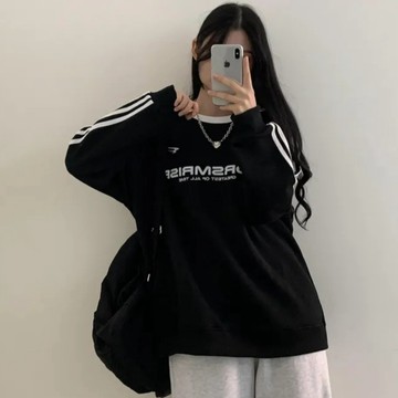 Vuja de 純棉衛衣 大學t 薄衛衣 長袖上衣 oversize 大學t 潮流衣服 ins風 刷毛 英文印花 秋冬