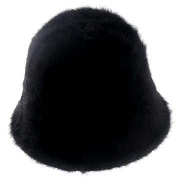 復古百搭毛毛漁夫帽  53~58 x 6 x 11cm  黑色