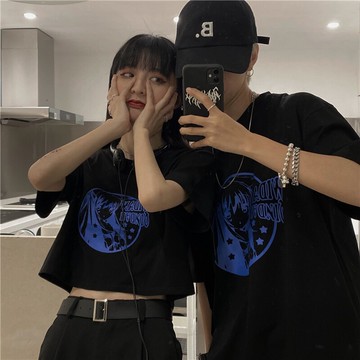 新款潮流一長一短不一樣的情侶裝短袖t恤小眾設計感夏季夏裝