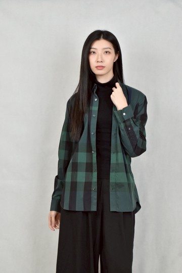 (M) burberry綠色格紋襯衫上衣