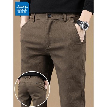 真維斯秋冬休閑褲2025新款潮流修身直筒商務西褲男加絨加厚長褲子