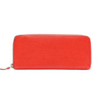 LOUIS VUITTON LV 路易威登 紅色 Epi水波紋 Portefeuille Clemence 拉鍊長夾 【二手名牌BRAND OFF】