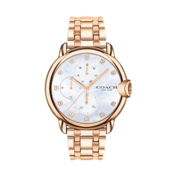 【Coach】Arden經典優雅晶鑽三眼時尚腕錶-玫金款/CO14503682