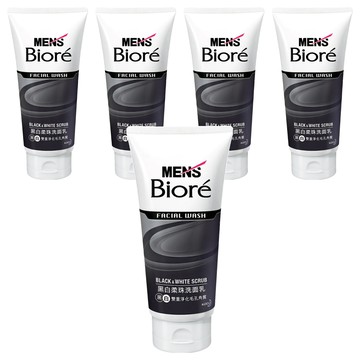 Men's Biore男性專用黑白柔珠洗面乳 深層清潔毛孔角質 古龍水時尚香  100g  5條