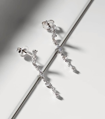Suzanne Kalan Classic 18kt white gold drop earrings with diamonds