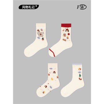 風物札記 小菜園襪子女中筒襪ins潮棉質日系可愛少女運動長襪