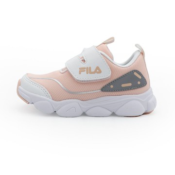 FILA 康特杯 足弓支撐 反光系列 魔鬼氈 運動鞋 小中童鞋 白粉 S1592 (7-J832Z-585)
